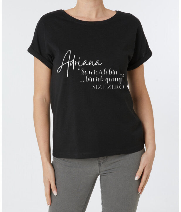 ADRIANA T-Shirt, Schwarz "Size Zero"